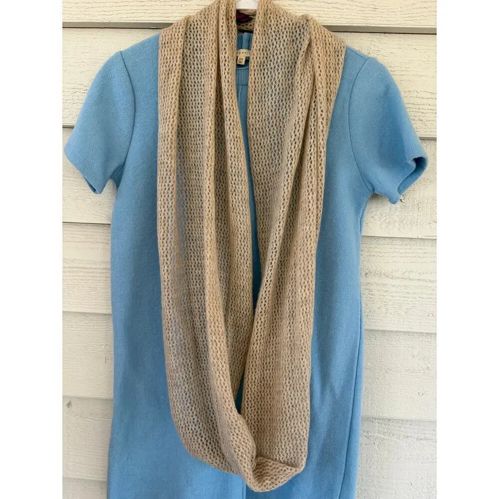 Phenix 100% Cashmere Knit Infinity Scarf Oatmeal Beige Luxury Soft Scarf